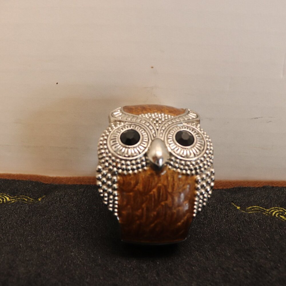 Owl Bracelet Large Silver Tone